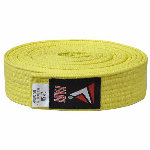 Fadi Sports Martial Arts Karate Belt – Durable Cotton-Polyester Blend, Multi-Stitched Belt for Karate, Taekwondo, Judo & Martial Arts Training and Grading for Adults & Kids | Reinforced Stitching, Strong Knot Retention, Dojo-Grade Quality, Traditional Colours, Fade-Resistant Material