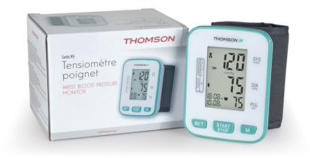 THOMSON Tensiomètre Poignet Cardio W5 – Mesure Automatique Électronique Précise – Détection d'Arythmie – 2x60 Mémoires – Compact – Certifié CE MDR (UE 2017/745)