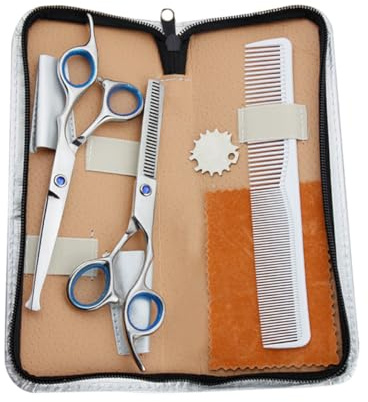 PRETYZOOM 5 Stück Friseursalon Cutter aus Stahl mit Ergonomischem Griff Inklusive Zahnschere Aufbewahrungstasche und Reinigungstuch für Heim und Profi Haarstyling Zufällige Farbe