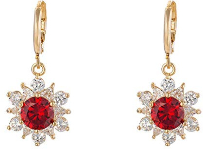 ZCCZJS Diamantörhängen Hoopörhängen, eleganta kristallörhängen smycken gåva (RD A) (VIT A)