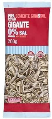 Hacendado Graines de Tournesol Grillées, Sans Sel Ajouté, Sans Conservateurs, 200g, Lot de 6