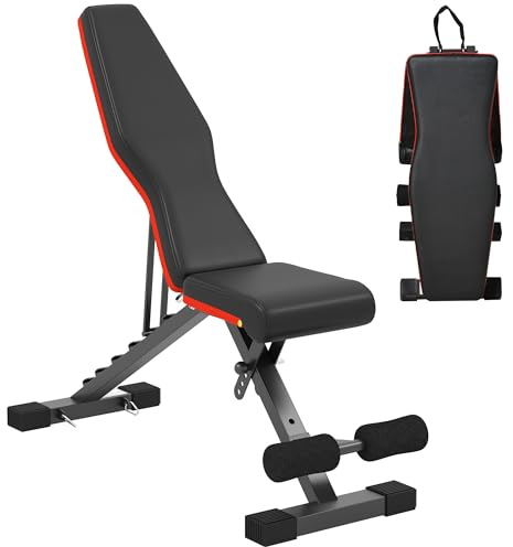 HOMCOM Banco de Musculación Plegable con Respaldo y Asiento Ajustables