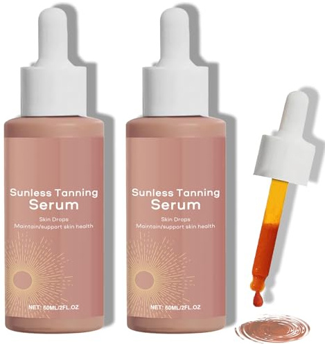 Zeria Gouttes Bronzantes Sans Soleil, 2Pcs, Autobronzant Visage et Corps | Lotion de Bronzage, Bronzage Sans Soleil, Supplément de Bronzage Naturel, Améliore Naturellement la Mélanine