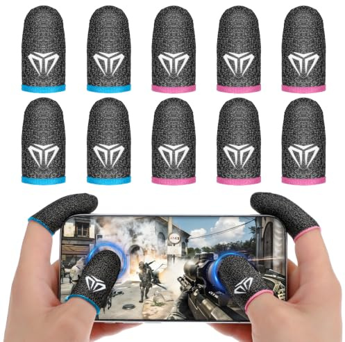 WLLHYF 10 Stück Gaming Finger Sleeves Elasthan Fasern Mobile Game Touchscreen Fingerhülse Bequeme Atmungsaktiver Anti-Schweiß Finger Handschuhe Daumenhülsen Fingerabdeckung Fingerlinge