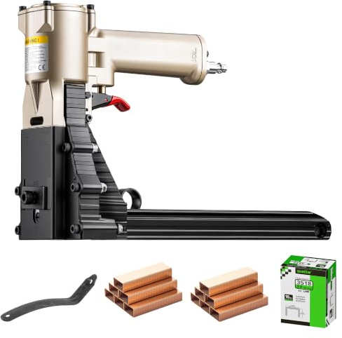 meite Agrafeuse ADCS-22 de calibre 16, agrafeuse pneumatique robuste en carton pour emballage en carton ondulé, accepte les agrafes de carton de 2,5 à 1 cm, pieds de 1,9 à 2,2 cm