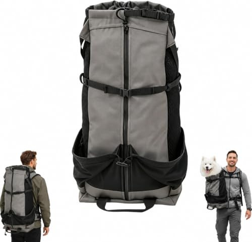 Large Dog Carrier Backpack, Adjustable Pet Travel Rucksack 15-30kg | Breathable Hands-Free Dog Backpack With Padded Straps, Safety Tether And Storage Pockets For Hiking And Travel