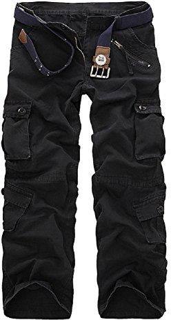 AYG Herren Cargo Hose Camouflage Freizeit Militär Hose Hiking Sport (W32/L32(32 Taille/32 Inseam), Schwarz(Black Nr.22))