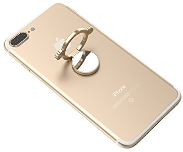 Kronya® | 360° drehbarer Smartphone Fingerhalter | Case Finger Griff Halter Halterung Handy Hülle Ring Ringhalter Ständer Tablet | Kompatibel mit Apple iPhone iPad Samsung Galaxy | 6 (Gold)