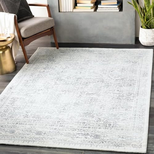 Livabliss Marrakech Vintage groß - Orientalischer Wohnzimmer 160x216 cm, Esszimmer, Schlafzimmer - Boho Kurzflor e für einfache Pflege - Grau und Creme