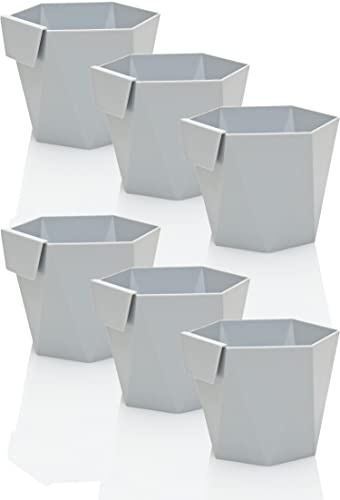 idea-station Blumentopf hängend 11cm - 6 Stück - grau - Plastik Übertöpfe