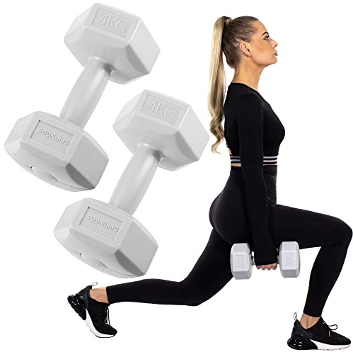 SPRINGOS Hexagon Kurzhantel-Set 2 x 4 kg – Perfekt für Krafttraining und Fitnessübungen