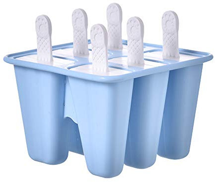 Uranbee Eisformen Silikon EIS am Stiel Formen, EIS Selbst Machen Behälter, BPA Frei, Stieleisformer Wiederverwendbar (Blau, 6 Stück)