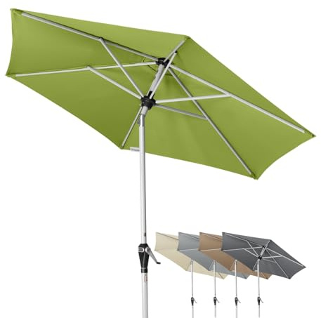 Doppler Active Auto Tilt Gartenschirm Ø 210 cm – Kurbel mit Auto-Tilt, knickbar, UV-Schutz LSF 50+, wetterfestes Polyester, stabiles Stahlgestell in Silber