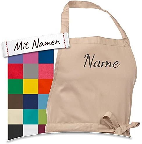 LALALO Personalisierte Schürze mit Namen, Latzschürze Bestickt, Kochschürze Grillschürze Damen Herren, Malschürze Basteln, Kochen, Garten oder Werken, 100x80 cm