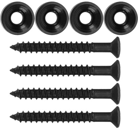 4 Sets Gitarrenhalsgelenk Buchsen Set Basshals Befestigungsschrauben Metall Ferrule Bolt Zubehör für E-Gitarre und Bass(Schwarz)
