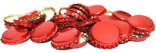 DIAH DO IT AT HOME 100 Pack Red Metallic Crown Caps 26mm - Premium Beer Bottle Caps for DIY Homebrew, Cider & Soft Drinks - Airtight Sealing Crowns for Standard Glass Bottles (Set of 100)