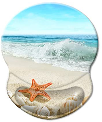 Ergonomisches Mauspad mit Gel-Handgelenkauflage, Strand, rutschfeste PU-Basis, Handgelenkauflage für Zuhause, Büro, Laptop, einfaches Tippen und Schmerzlinderung