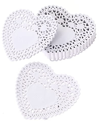 Milisten 250stücke Herzförmige Papier-doilies Ölbeständig Tortenspitze Für Hochzeiten Und Feiern Zum Servieren Von Kuchen Und Desserts Weiß