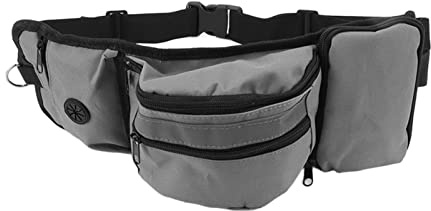 Kuuleyn Leckerlibeutel für Hunde,Leckerlibeutel für Hundetraining,Bauchtasche für Hunde, Hüfttasche für das Training von Haustieren, Polyester, mehrere Taschen, abnehmbare Snacktasche für den (grau)