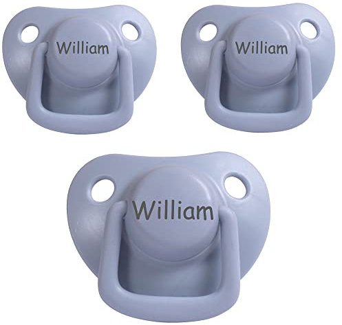Namensschnuller, personalisiert auf Schnullern von Filibabba, Silikon. Größe 1, 0-6 Monate, 3 Stück, Schnuller mit Namen, Nuckel, Junge, Mädchen, BPA-frei Schnuller, Made in Denmark, Graviert