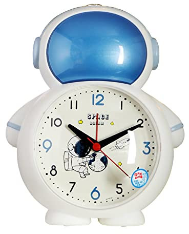 CULASIGN Astronautmotiv Wecker, Kinderwecker Cartoon-Weltraum Astronauten Form, ABS Kunststoff ohne Ticken mit nachtlicht,Kindertagesgeschenk für Kinder, Mädchen Jungen (Blau)
