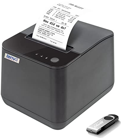 LENVII LV-R380 80MM POS Thermodrucker mit Auto Cutter POS Empfangsdrucker, USB-Anschluss, kompatibler Windows-Mac-Gebrauch für Einzelhandelsgeschäft/Supermarkt/Küche/Bekleidungsgeschäft