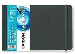 CANSON Graduate Book, Skizzenbuch, doppelseitig: kaltgepresst und feinkörnig, 250 g/m², Sketchbook Hardcover, 21,6 x 27,9 cm, Weiß, 56 Blatt