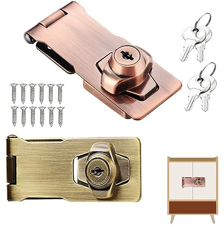 Vasemele Serratura per Armadio in Legno Chiusura Hasp con Chiave Lucchetto Hasp in Acciaio Inox Hasp Per Porte da Garage Hasp di Blocco in Metallo Cassetto Armadio Serrature con Lucchetto