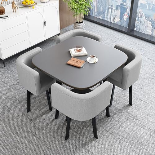 Tisch- Und Stuhl-Set, Esszimmertisch-Set Für 4 Personen, Esstisch Mit 4 Stühlen Set, Moderner Küchentisch Set, Besprechungstisch Mit Stühlen, Empfangtisch Verhandlungstisch Platzsparend (Color : Ligh