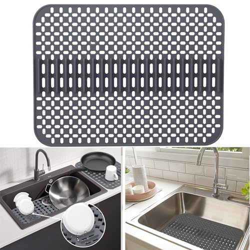 Eysbiy Inserto para Fregadero de Silicona, 43 * 32 cm Protector Fregadero Alfombrilla Fregadero Cocina Material de Silicona Fregadero para Fregadero de Acero Inoxidable Porcelana