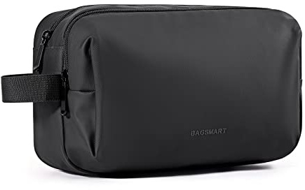 BAGSMART Resetoalettväska för Män och Kvinnor, Vattentät Bärbar Toalettväska, Rakväska, Förvaringsväska med Stor Kapacitet, Lämplig för Sminkborstar och Toalettartiklar, 5L, Svart, Grundläggande