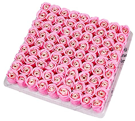 81pcs savon de bain parfumé à la main rose fleur de pétales pétales mariage favor dans boîte cadeau, Rose Parfumée Savon de Bain Fleur de Mariage Cadeau parfumé décoration (Pink+ White)
