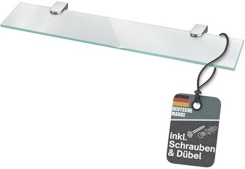 bonsport Glasregal Wandregal für Badezimmer Milchglas, 50x10,16x0,6cm | Glas Regal aus 6 mm Sicherheitsglas - Glasablage Glasregalboden Badablage