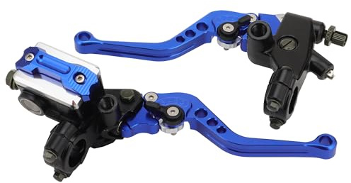 WOOSTAR 22mm Standard 7/8 CNC Verstellbar Bremshebel Hauptbremszylinder Kupplungshebel Set Ersatz für Majesty T3 T5 T6 Motorrad Dirt Pit Bike Scooter ATV Blau