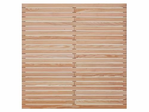 Woodtex Gartenzaun Sichtschutzzaun Windschutzzaun aus Rhombus Lärche Natur|180x180cm Fertigzaun|glatt gehobelt, Leisten 20 x 70 mm