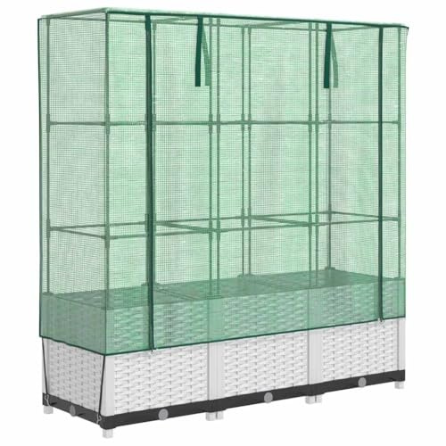 vidaXL Hochbeet mit Gewächshaus-Aufsatz Rattan-Optik 120x40x138 cm