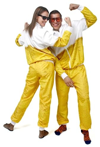 korifejus Bier Anzug 80er Jahre - Retro Kostüm Trainingsanzug, Herren Jogginganzug für Oktoberfest, Motto Party, Fasching, Karneval, Vintage Party-Outfit