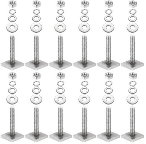 PATIKIL T Slot Bolts M6 x 35mm, 12 Set Square Head T Bolts Roof Rack Stainless Steel T Track Bolts with Nut Washers for Bike Ski Kayak Rack