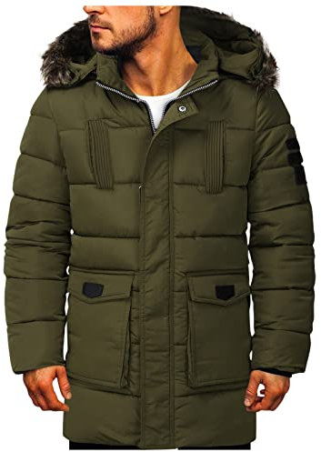 EWFAS Daunenmantel Herren Winter Lange Steppmantel mit Kapuze Warm Wintermantel Winterparka Herren Wintermantel Daunen Jacke Puffermantel Lang Gefüttert