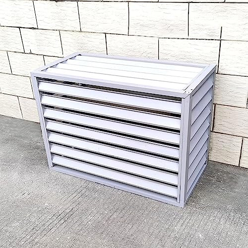 Abdeckung für Klimaanlagen für den Außenbereich, Aluminium, Lamellenzaun, Blumenregal, Fensterläden, Weiß, 100 x 50 x 70 cm