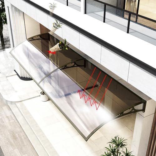 Türvordach aus Polycarbonat für den Außenbereich, mit transparenter Abdeckung für Terrasse, Veranda, moderner Vorzelt, Unterstand mit gebogenen Halterungen, 60 x 270 cm