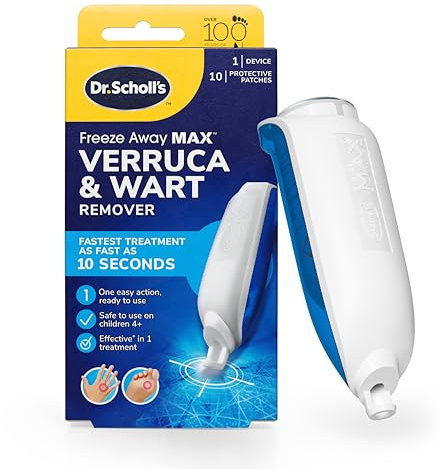 Dr. Scholl's Freeze Away Max Verruca and Wart Remover for Hands and Feet - As Fast As 10 Seconds to Treat Warts and Verrucas, Safe for Children Aged 4 and Above