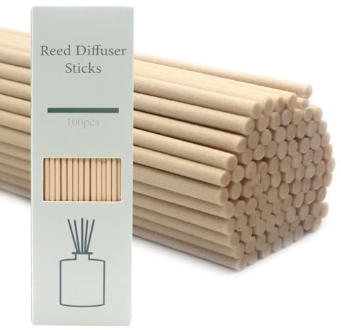 100PCS Aromatherapy Volatile Sticks，Reed Diffuser Sticks 3mm in Diameter, Rattan Wood Sticks Essential Oil Aroma Diffuser Sticks Refill Replacement for Aroma Fragrance (Primary Color, 12 in)