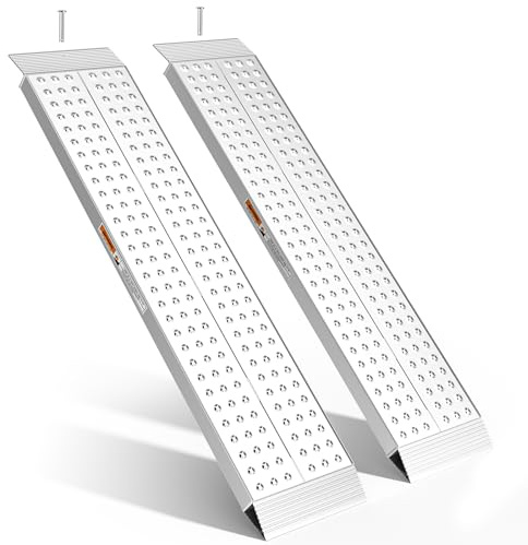 1.3 Ton Heavy-Duty Aluminum Ramps for Bike/Motorcycle/Mobility Scooter | 140cm Long x 28cm Wide, 2 PCS, with Safety Pins, Non-Slip, for Lawnmower/Motorbike/ATVs/Snow Blowers