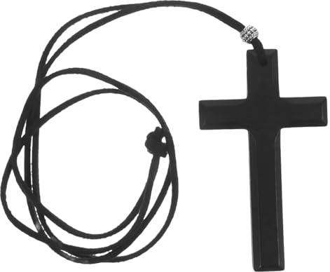 Gadpiparty Holz Kreuz Anhänger, Auto Rückspiegel Deko, Religiöses Schutzsymbol für Herren, Auto Innenraum Accessoire & Schmuckstück (Schwarz)