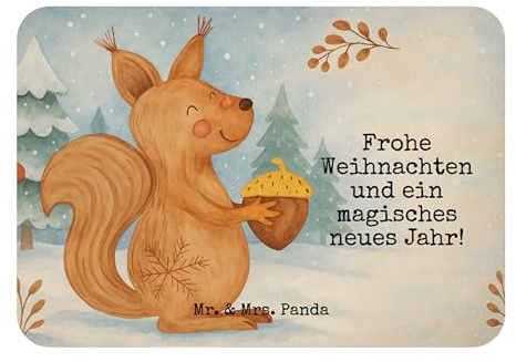 Mr. & Mrs. Panda Magnet Eichhörnchen Weihnachten Design - Geschenk, Neujahr, Weihnachtsmotiv, haftmagnet, Frohe, Weihnachtsgruß, Kühlschrankmagnet, whiteboardmagnet, Guten Rutsch, wandmagnet