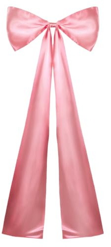 MiOYOOW Valentine Pink Bow, 19.7× 46.1 Large Bow Wedding Decorations Lined with Iron Wire for New Year Door, Wall, Fireplace Decor