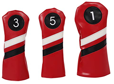 XIAOQENAN Set di 3 copri mazze da golf per driver e fairway in legno e pelle, con collo lungo, per donne e uomini