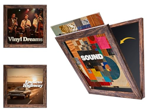 UXENI Marco para Vinilos Pack de 2 para Disco LP con Acrílico HD Apertura Magnética Expositor de Portada de Álbum para Pared Decoración Musical