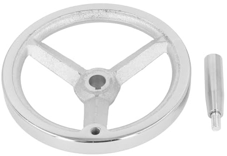 Rueda manual de torno de 18 x 200 mm, rueda manual redonda de hierro fundido con mango para fresadora y amoladora, pieza de repuesto duradera chapada en cromo para tornos y equipos